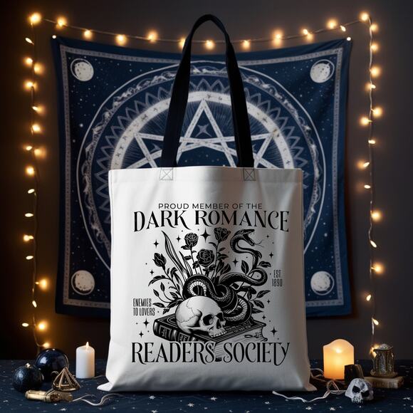 Dark Romance Readers Bibliophile Book Lovers Tote Bag - Picture 2 of 3
